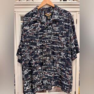 Harley-Davidson All-Over Map Print Button Up Shirt – XXXL
